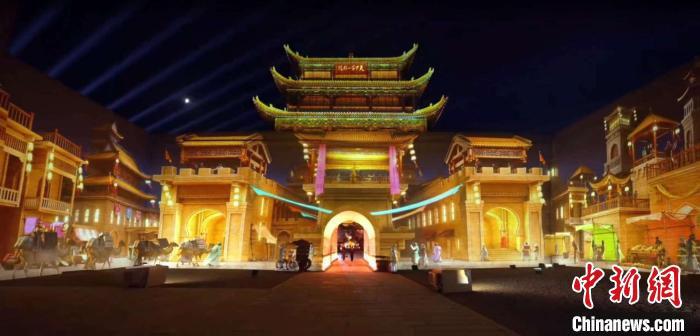 2024年7月15日，甘肅嘉峪關開啟“夜游”模式。圖為夜游燈光劇《天下嘉峪關》光影效果。(甘肅嘉峪關關城景區(qū)供圖)